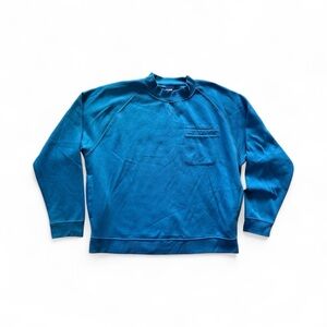 Active Joe Vintage Teal Blue Crew Neck Sweater Side Pockets Men Size Large